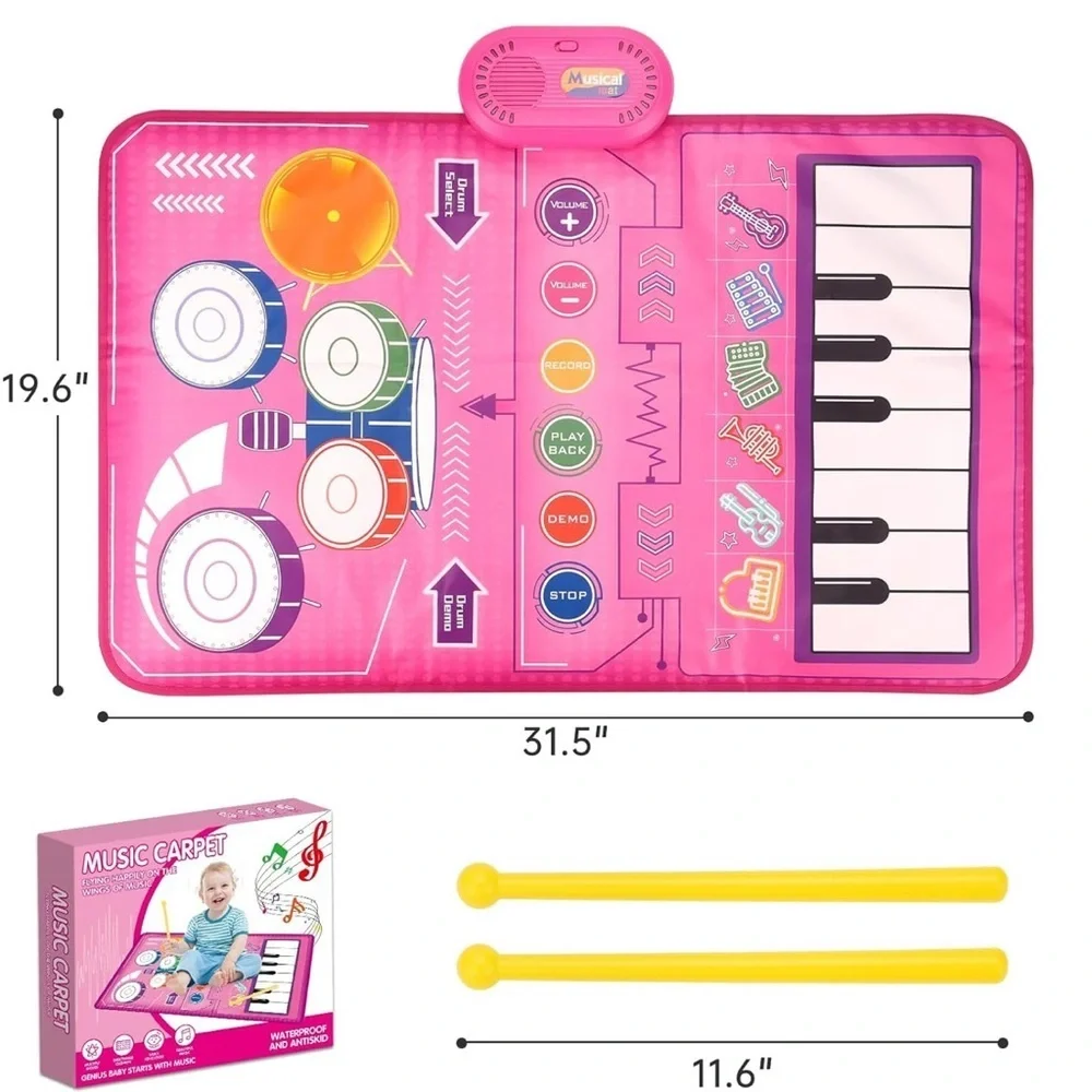 Music carpet Mat with Keyboard & Drum, Early Educational Musical toys